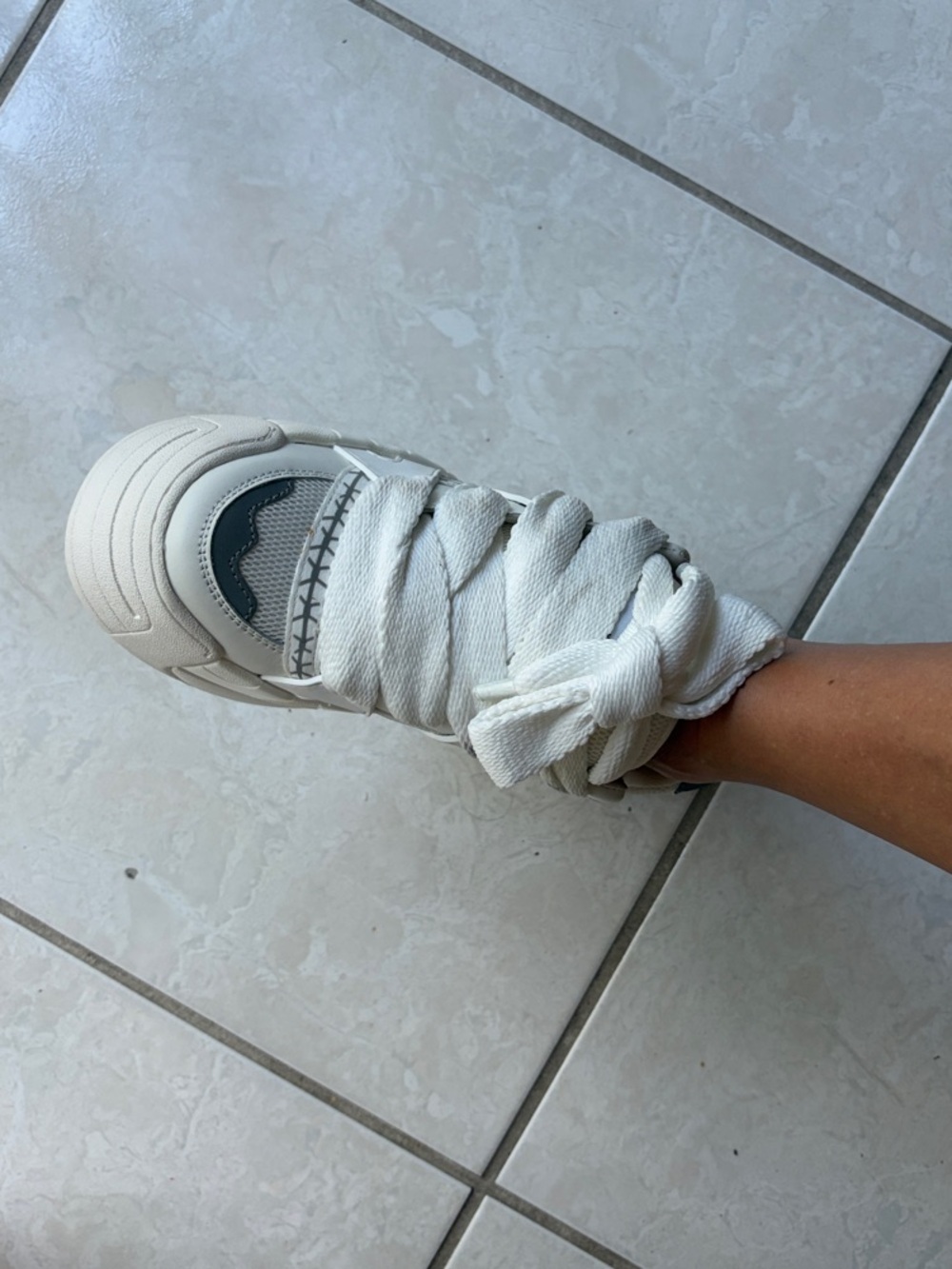🔥Naked Wolfe  Leather White Chunky Lace-Up Sneakers